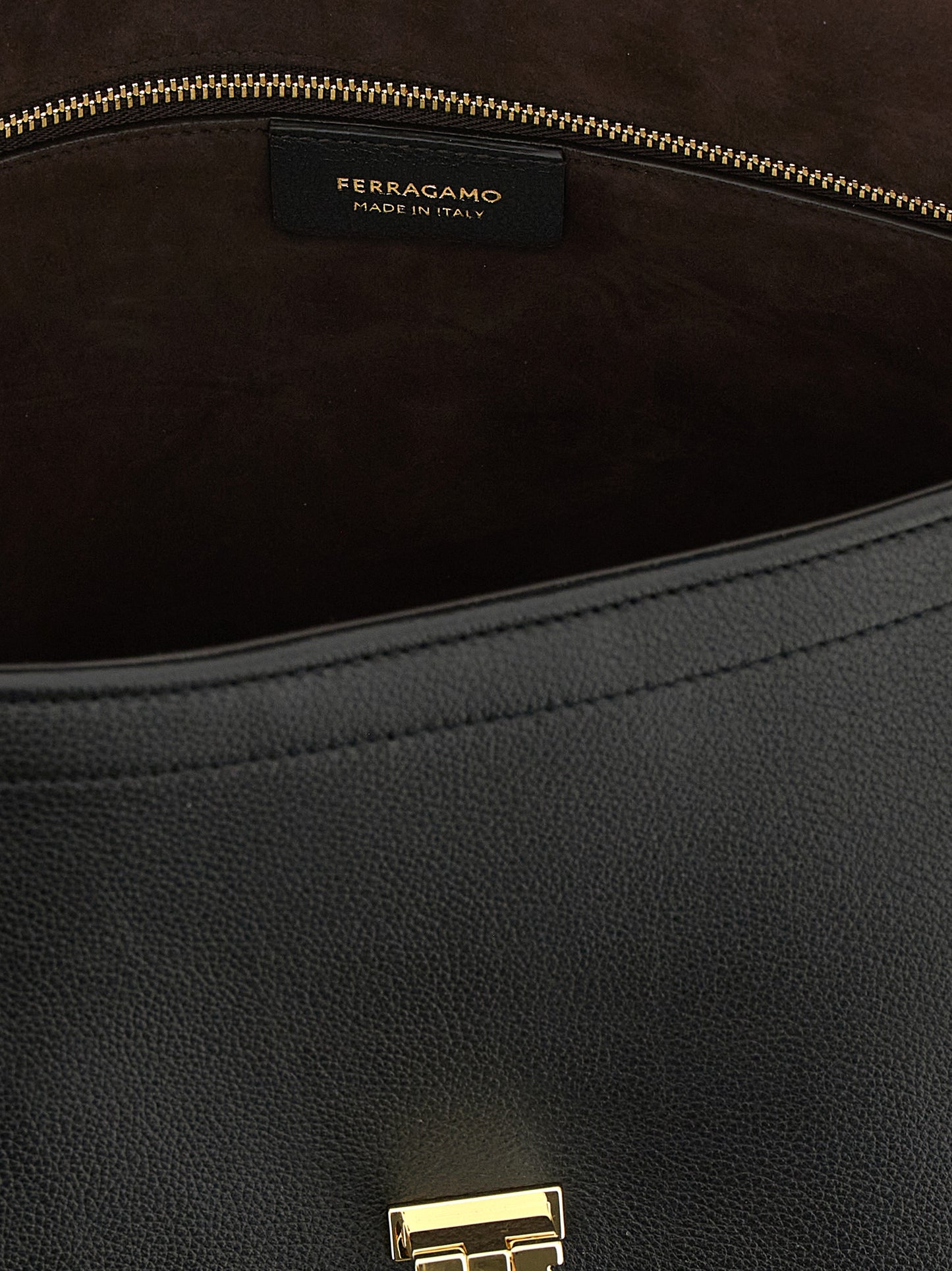 Ferragamo Black Calfskin Shoulder Bag
