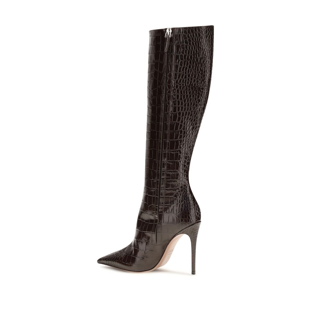 Paris Texas Brown Calf Leather Bos Taurus High Heel Boots
