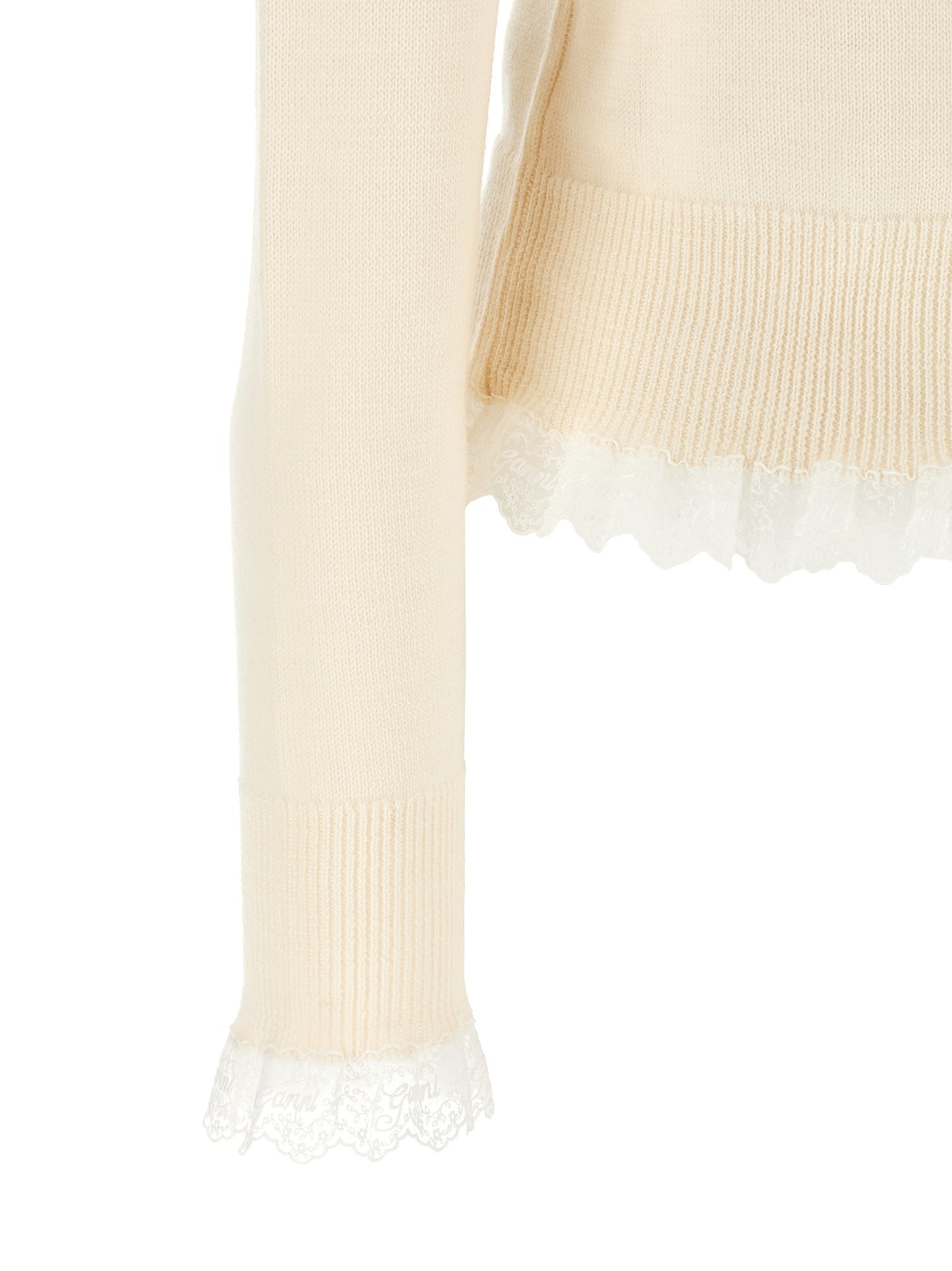 Ganni White Merino Wool Cardigan