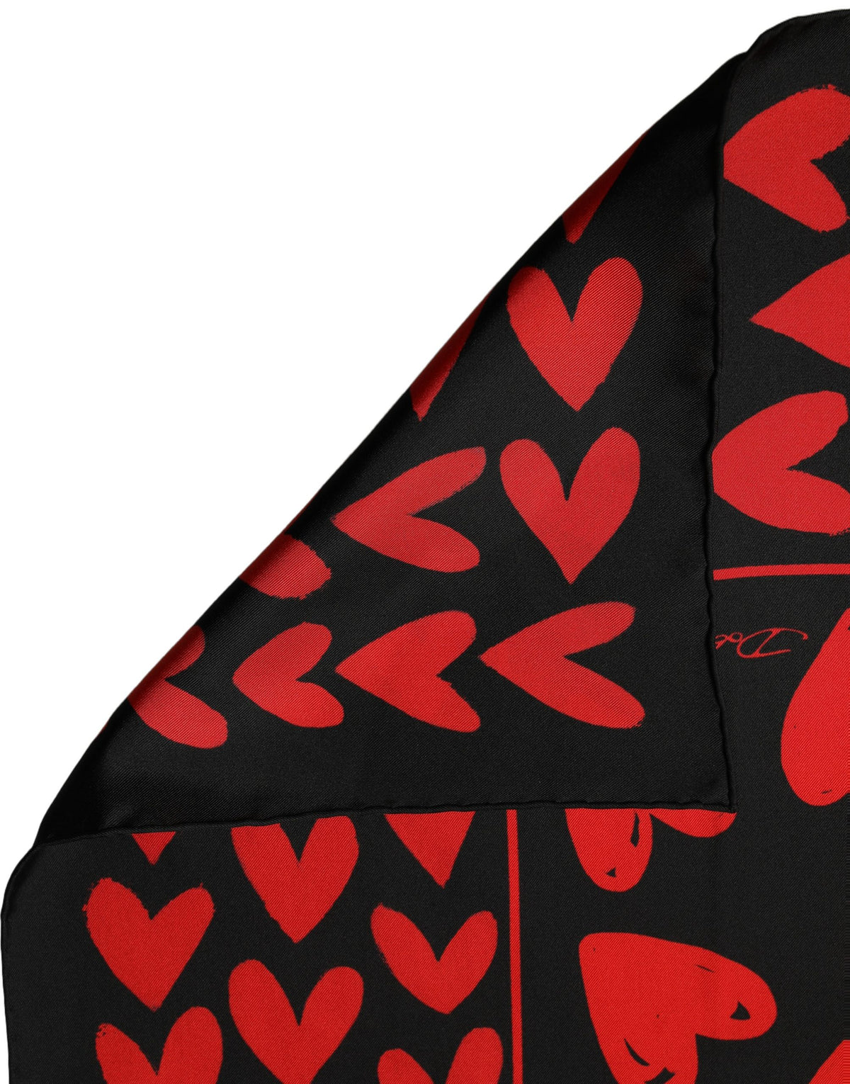 Dolce & Gabbana Black Red Silk Hearts Square Foulard Scarf