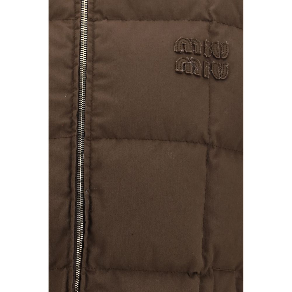 Miu Miu Brown Cotton Sleeveless Jacket