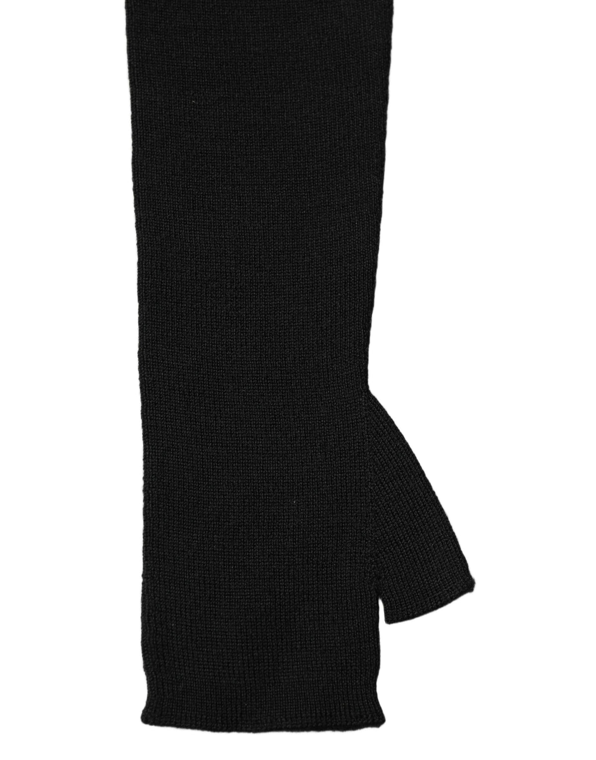 Dolce & Gabbana Black Wool Knitted Long Fingerless Gloves