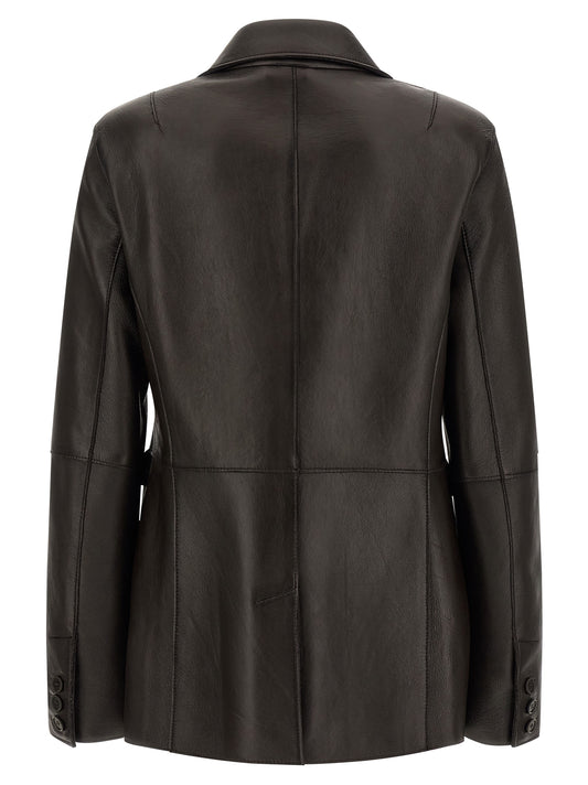 P.A.R.O.S.H. Black Lamb Leather Blazer