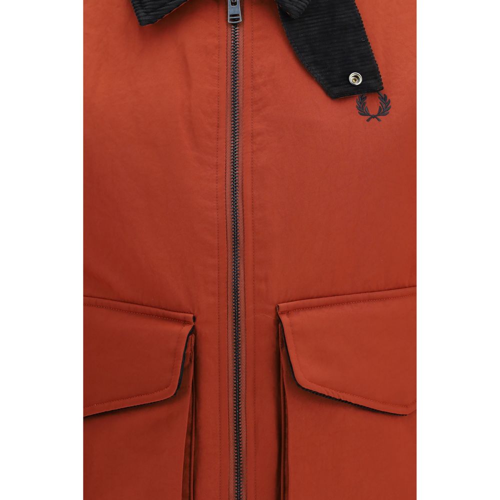 Fred Perry Red Recycled Polyamide Full-Length Jacket