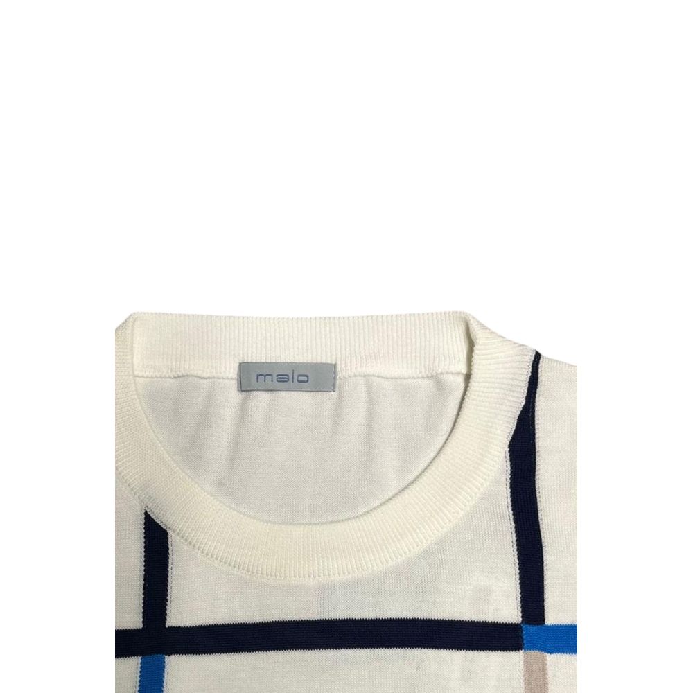 Malo White Cotton Men Sweater