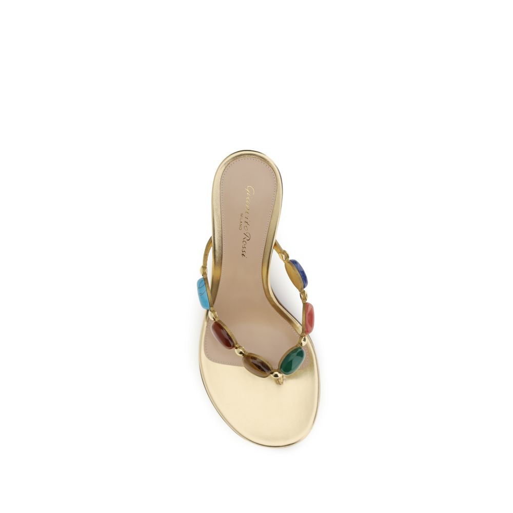 Gianvito Rossi Gold Suede Leather Stiletto Heel Sandals