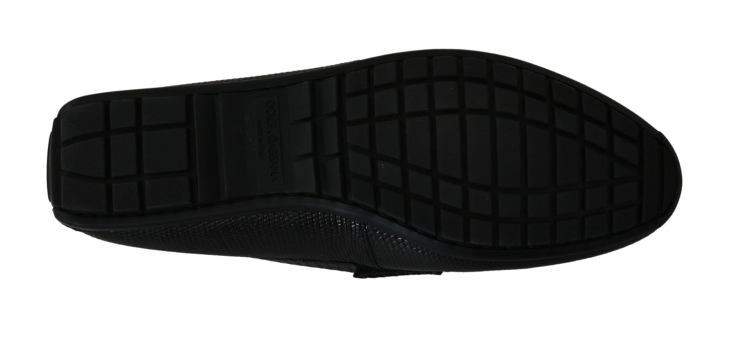 Dolce & Gabbana Exquisite Loafers in black lizard leather
