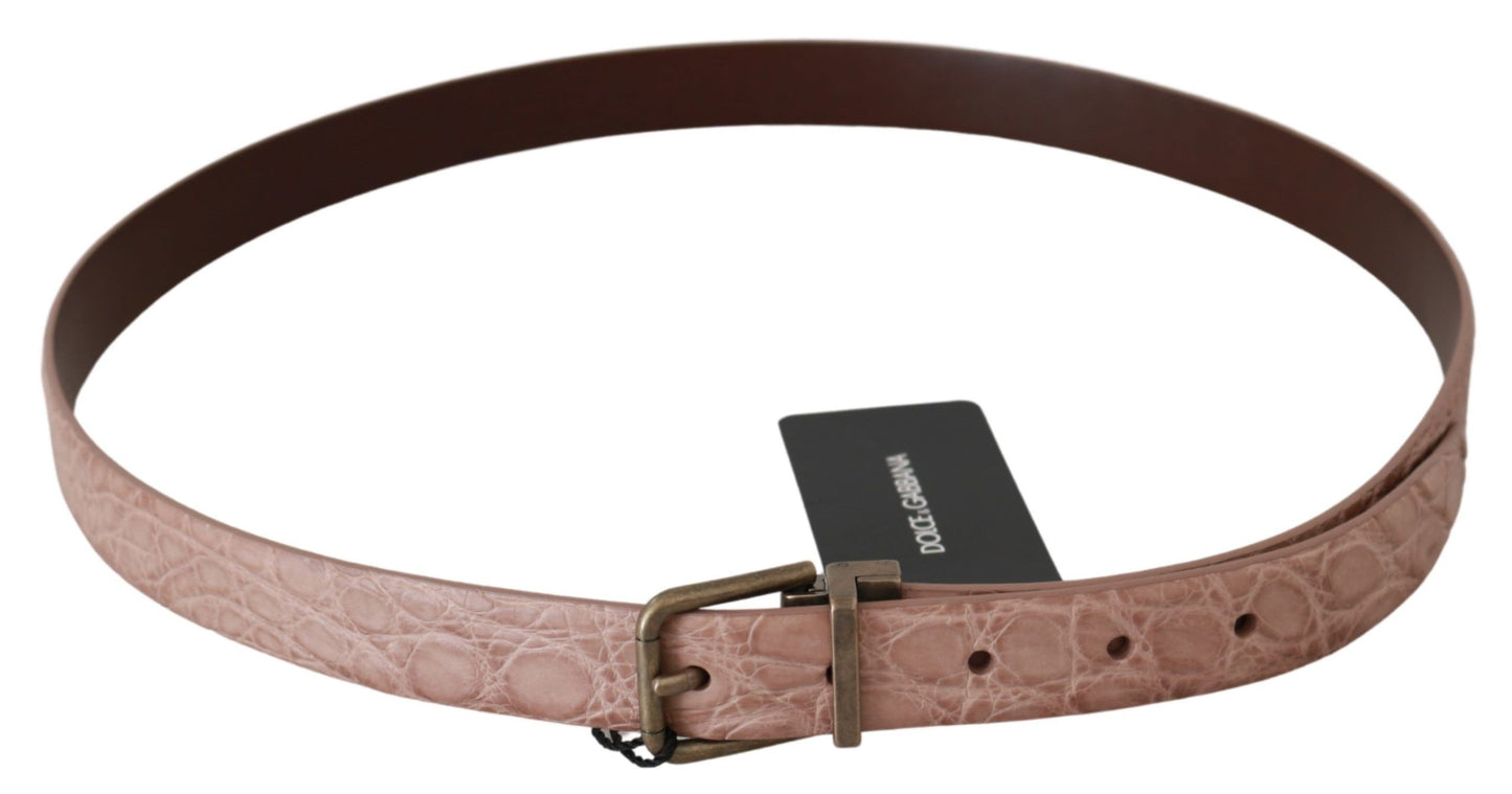 Dolce & Gabbana Elegant exotic skin belt with brushed gold buckle