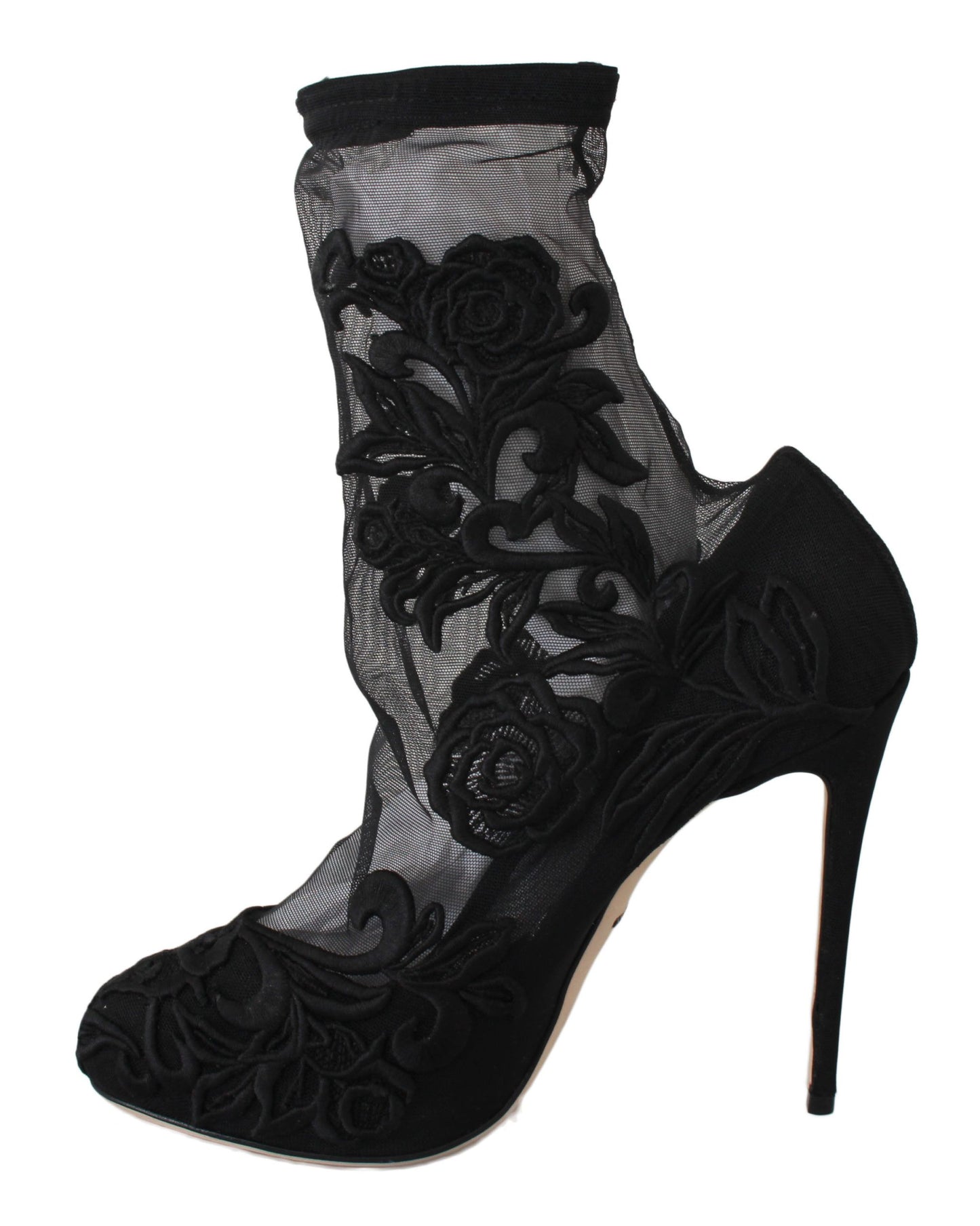 Dolce & Gabbana Embroidered Floral Stiletto Sock Boots
