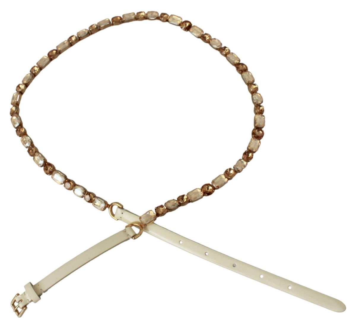 Dolce & Gabbana champagne-colored crystal-embellished leather belt