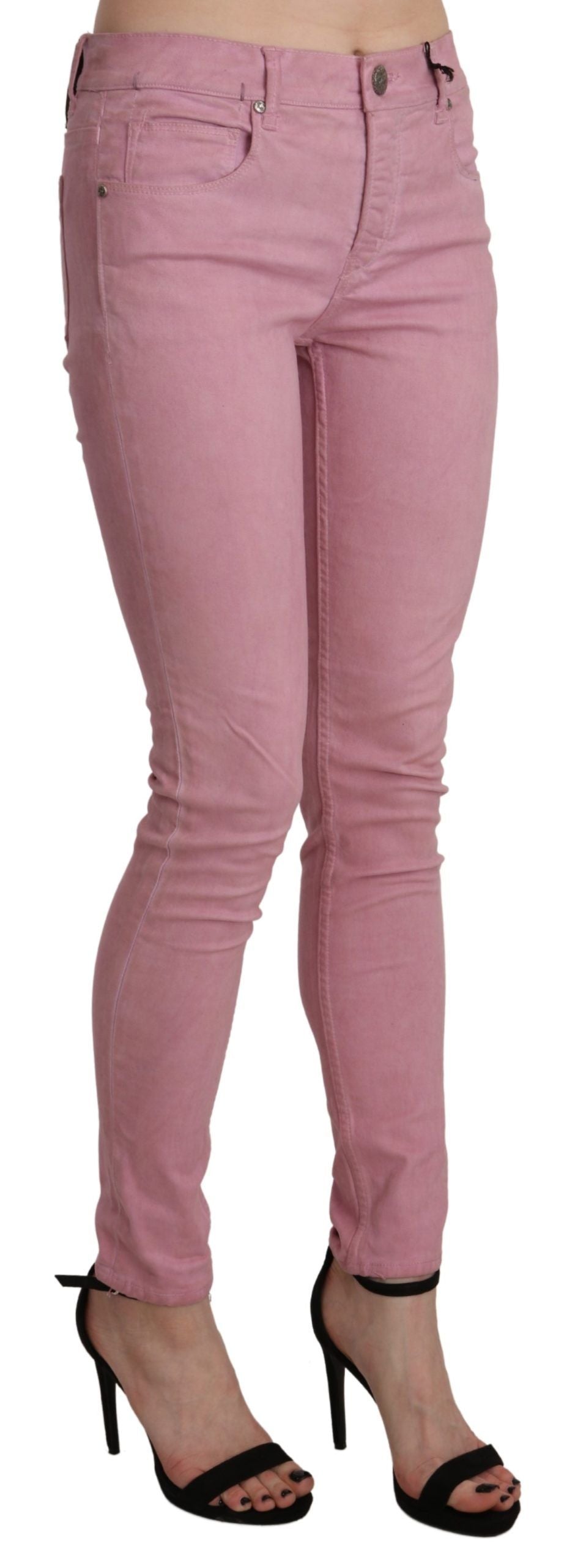 Kahdeksan Chic Pink Mid Waist Skinny Farkut