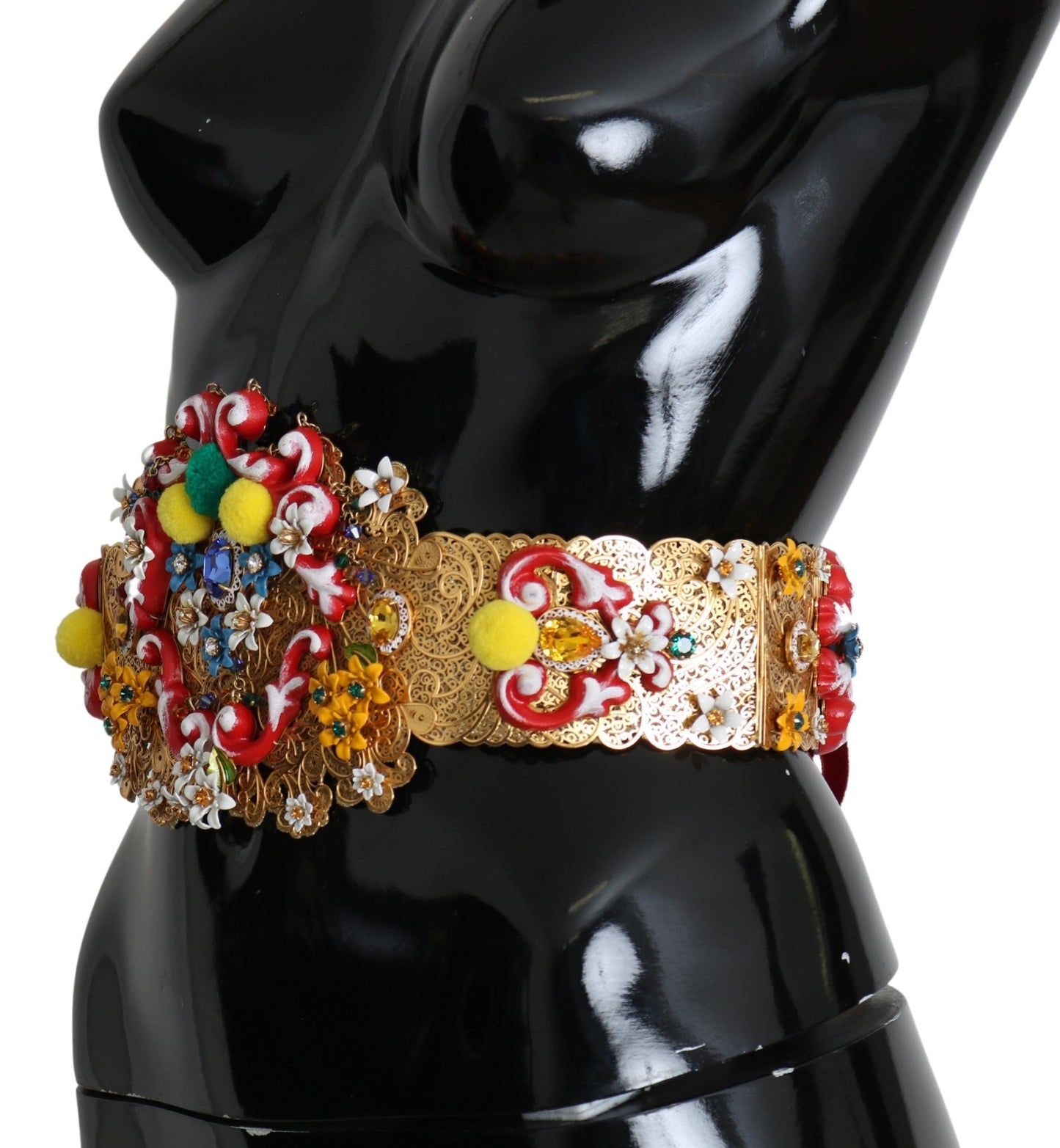 Dolce & Gabbana Gold-tone waist belt with floral crystal