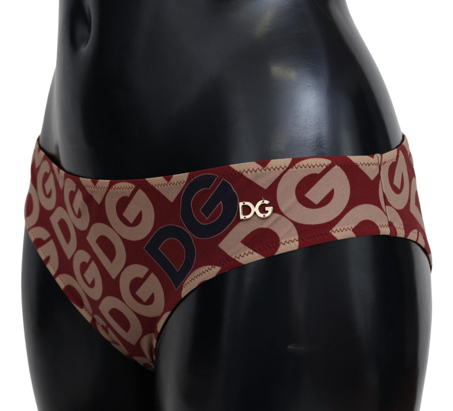 Dolce & Gabbana Chic Bikini Bottom logoprintillä Maroon beigeä
