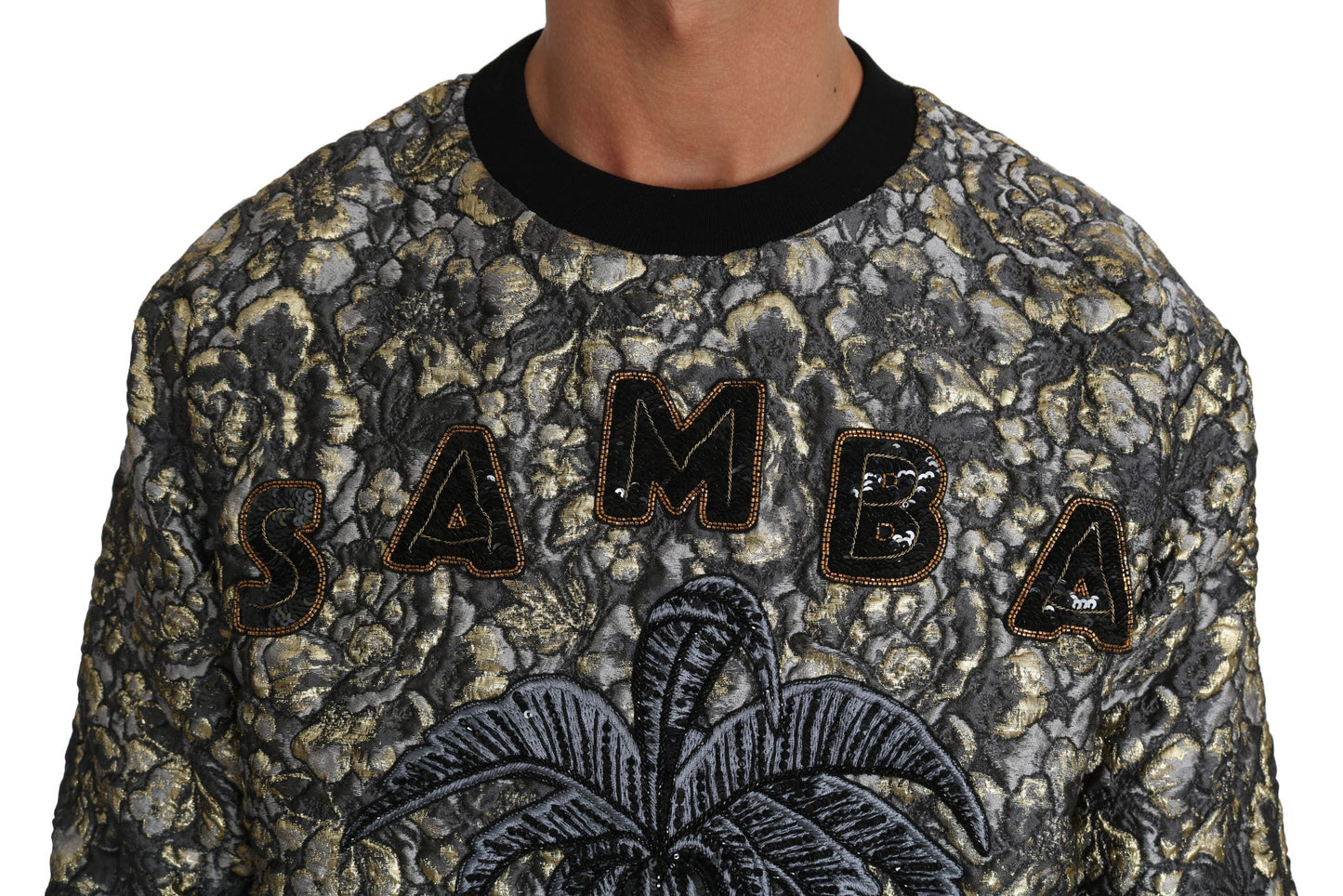 Dolce & Gabbana Samba Jacquard Palm Crew Neck -neulepusero