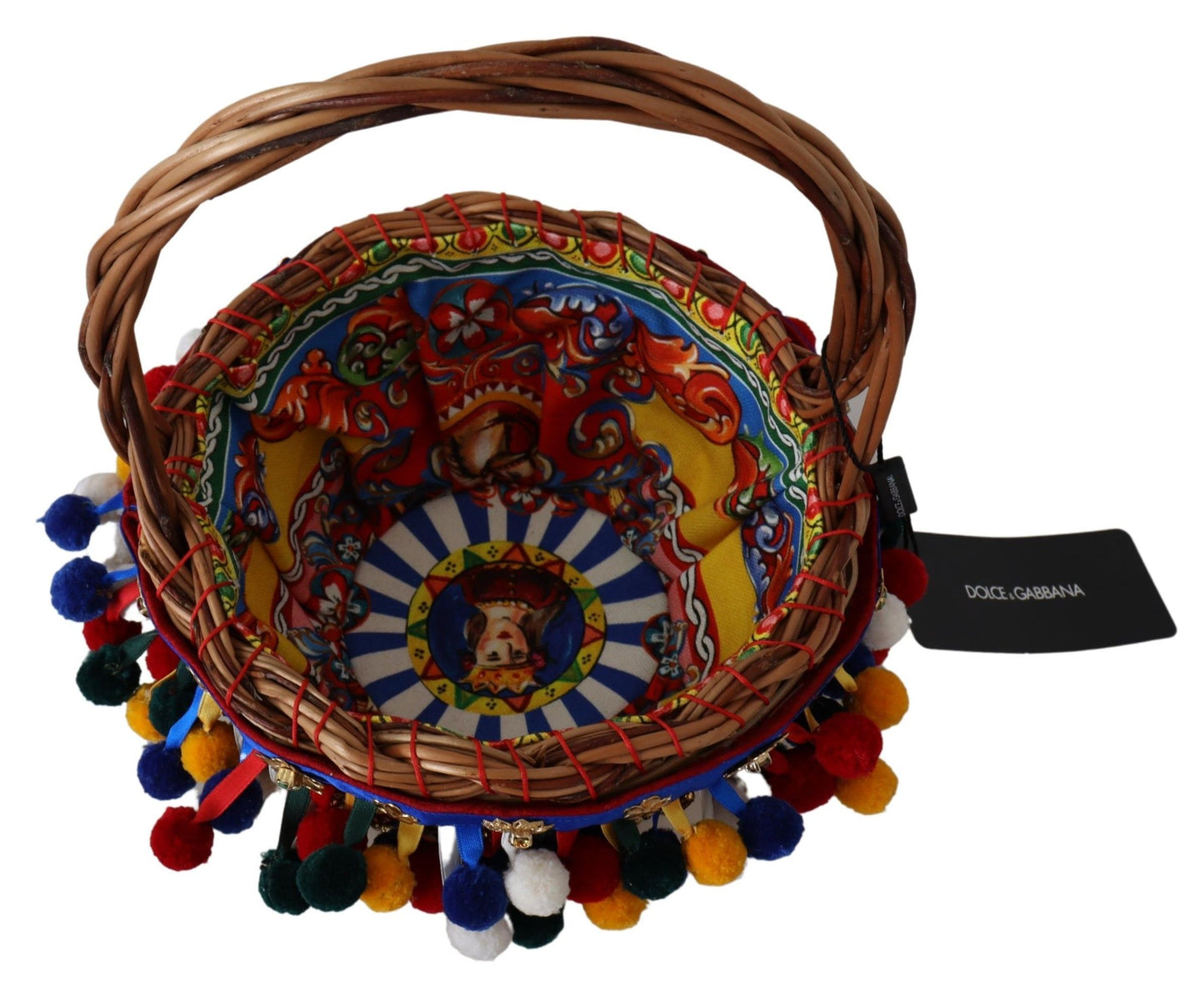 Dolce & Gabbana Multicolor Embellished Wicker Bag