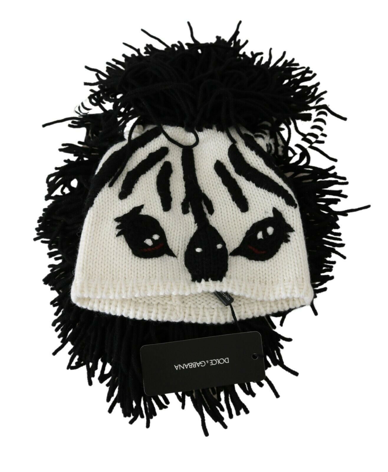 Dolce & Gabbana black and white knitted cashmere hat
