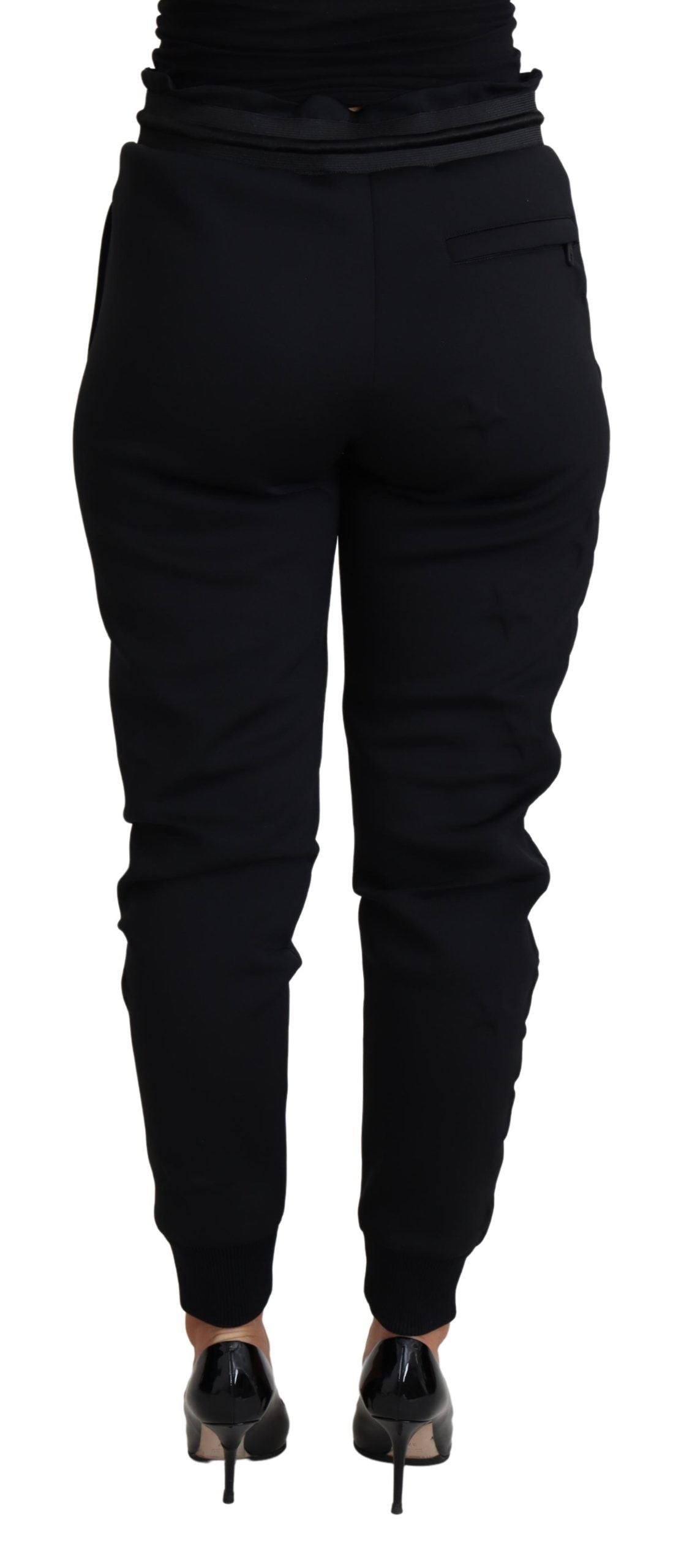 Dolce & Gabbana Elegant black jogger pants with iconic logo