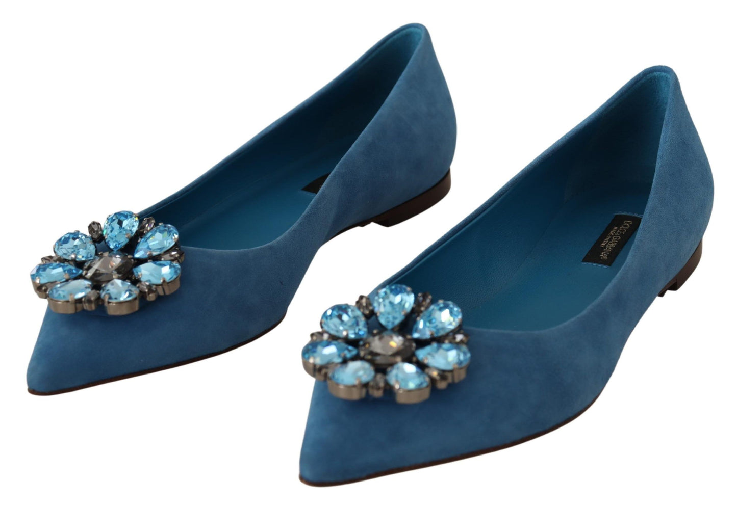 Dolce & Gabbana Elegant suede flats with crystal embellishment