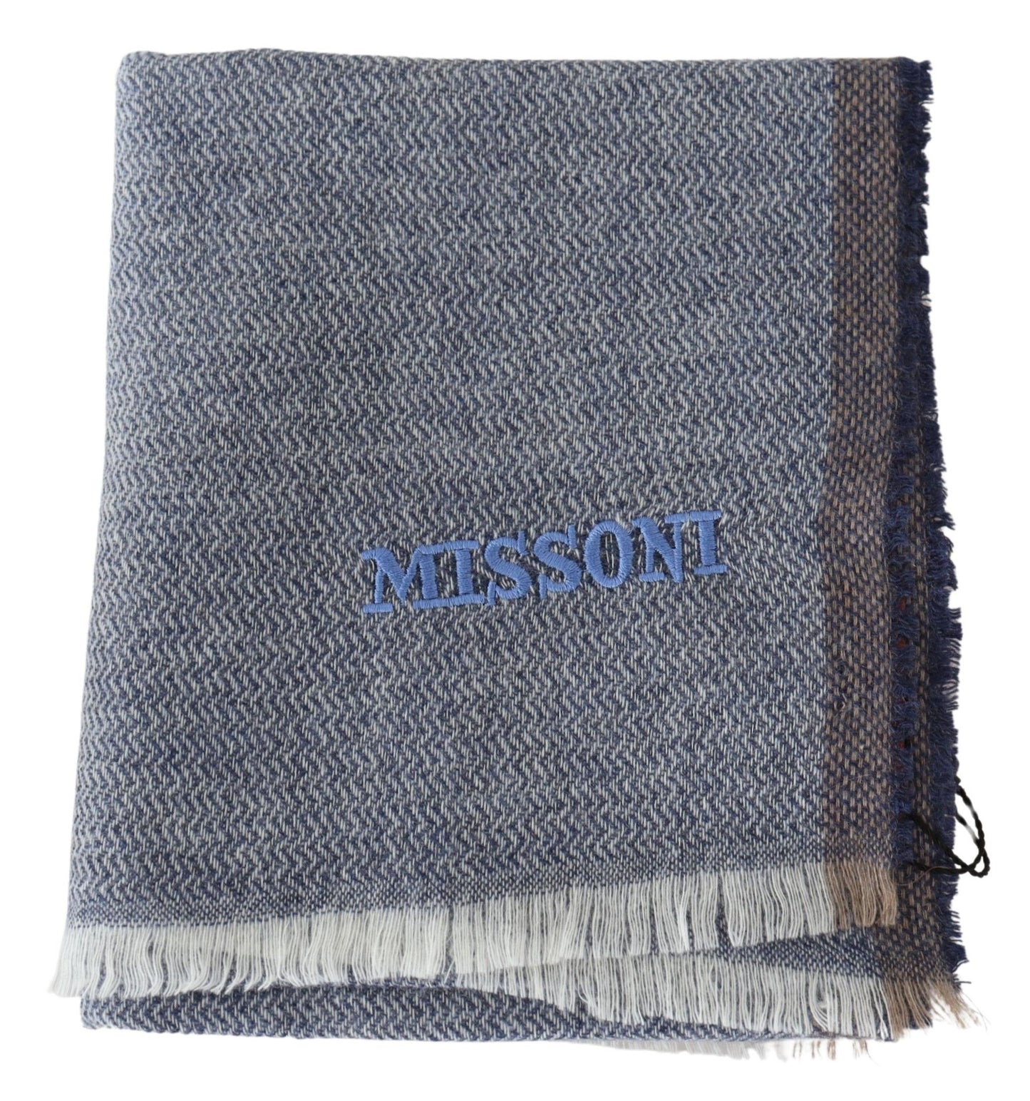 Missoni Elegant grey wool scarf with stripes and fringes