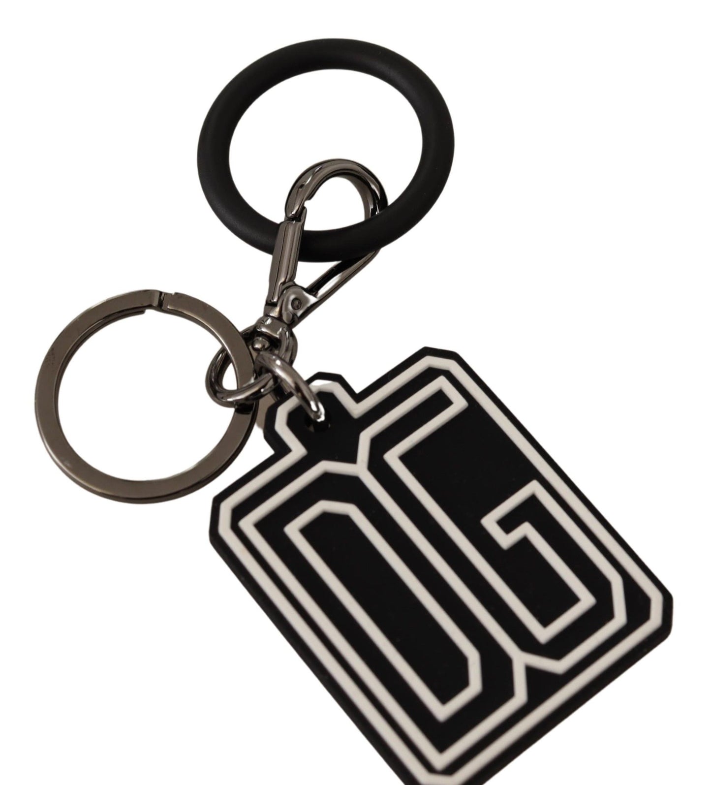 Dolce & Gabbana Elegant Silver & Rubber Designer Keychain
