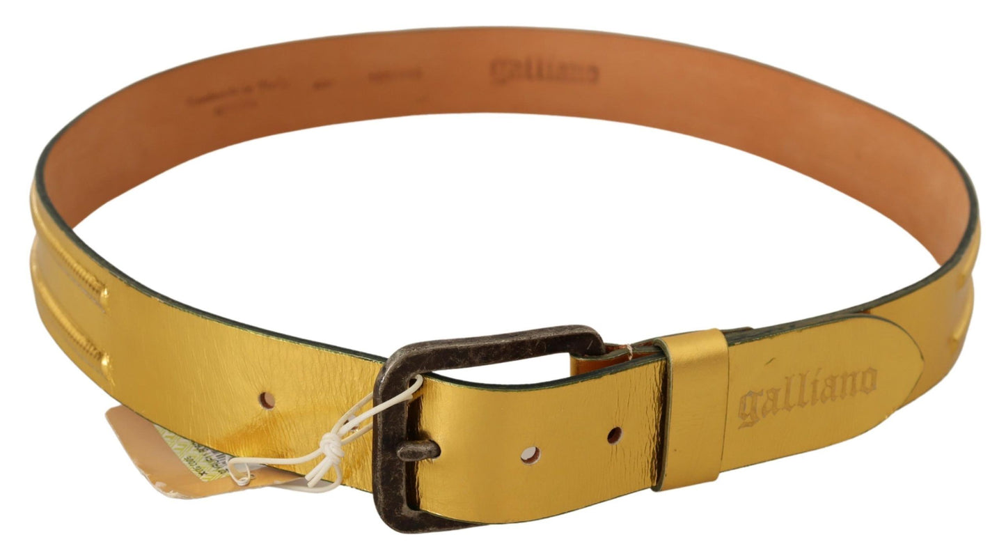 John Galliano Elegant men's belt made of genuine leather in gold