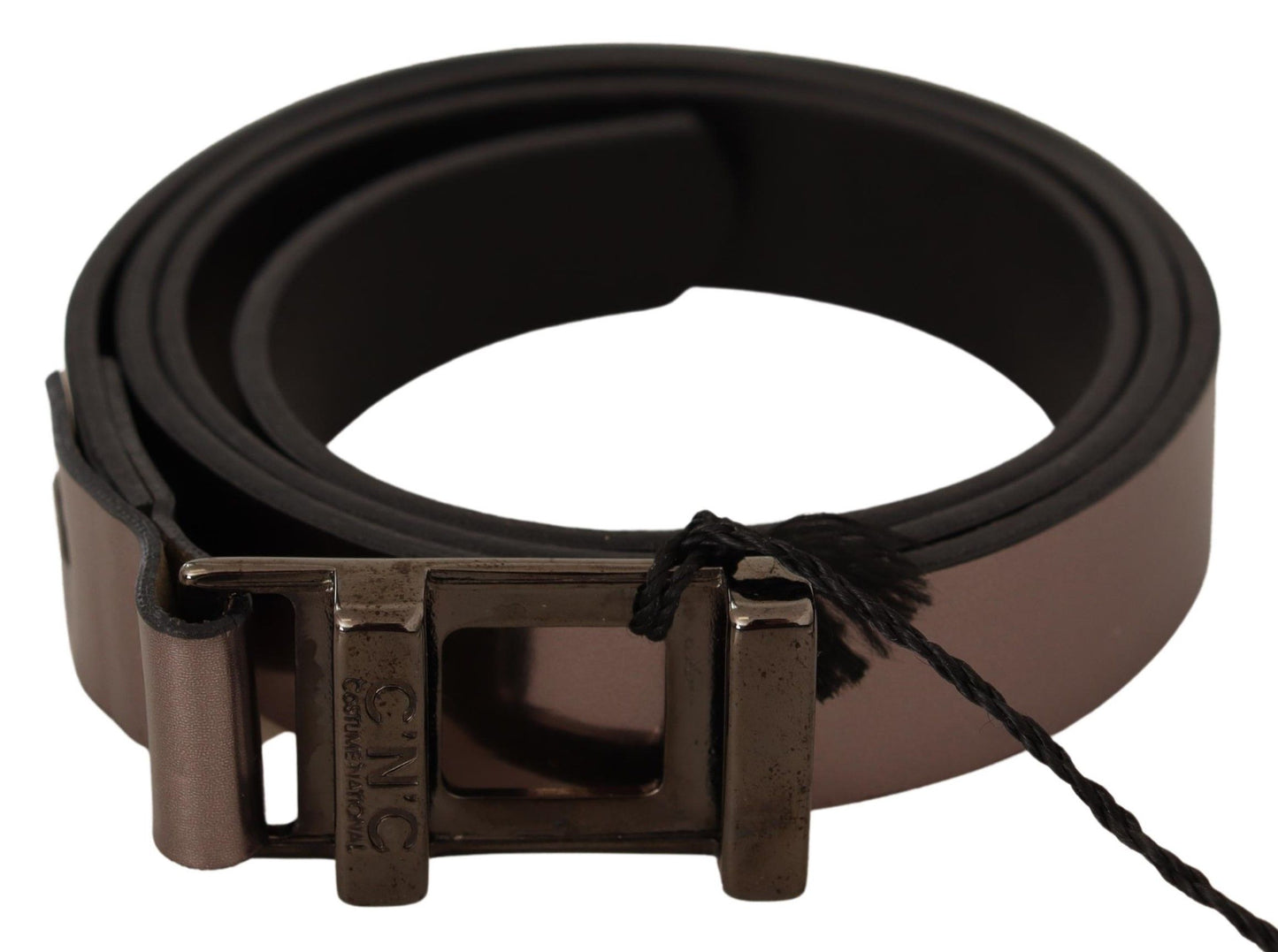 Costume National Chic pink metallic leather belt with bronze buckle
