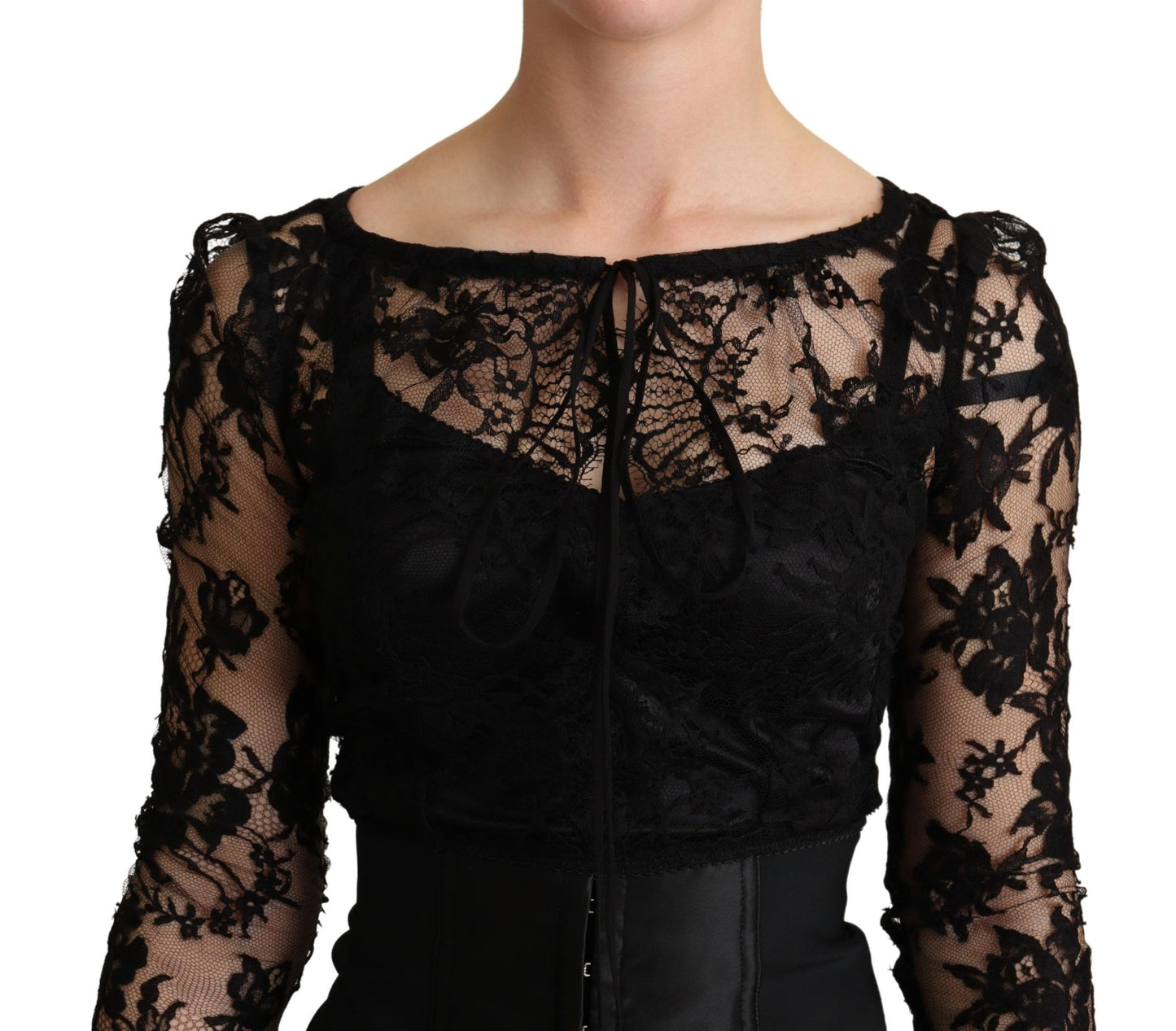 Dolce & Gabbana Elegant Black Lace Mini Dress Delight