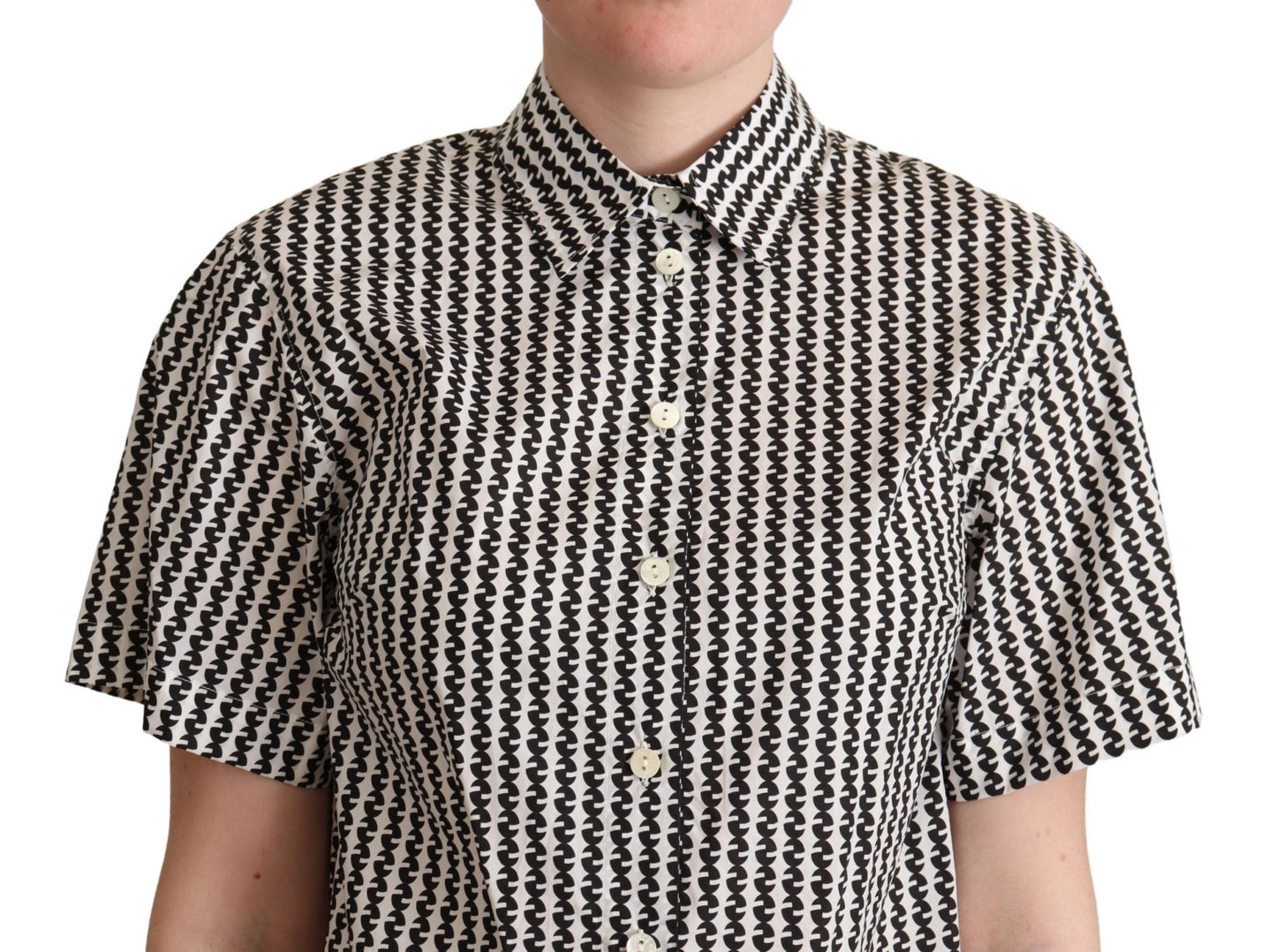 Dolce & Gabbana Elegant black and white patterned cotton polo