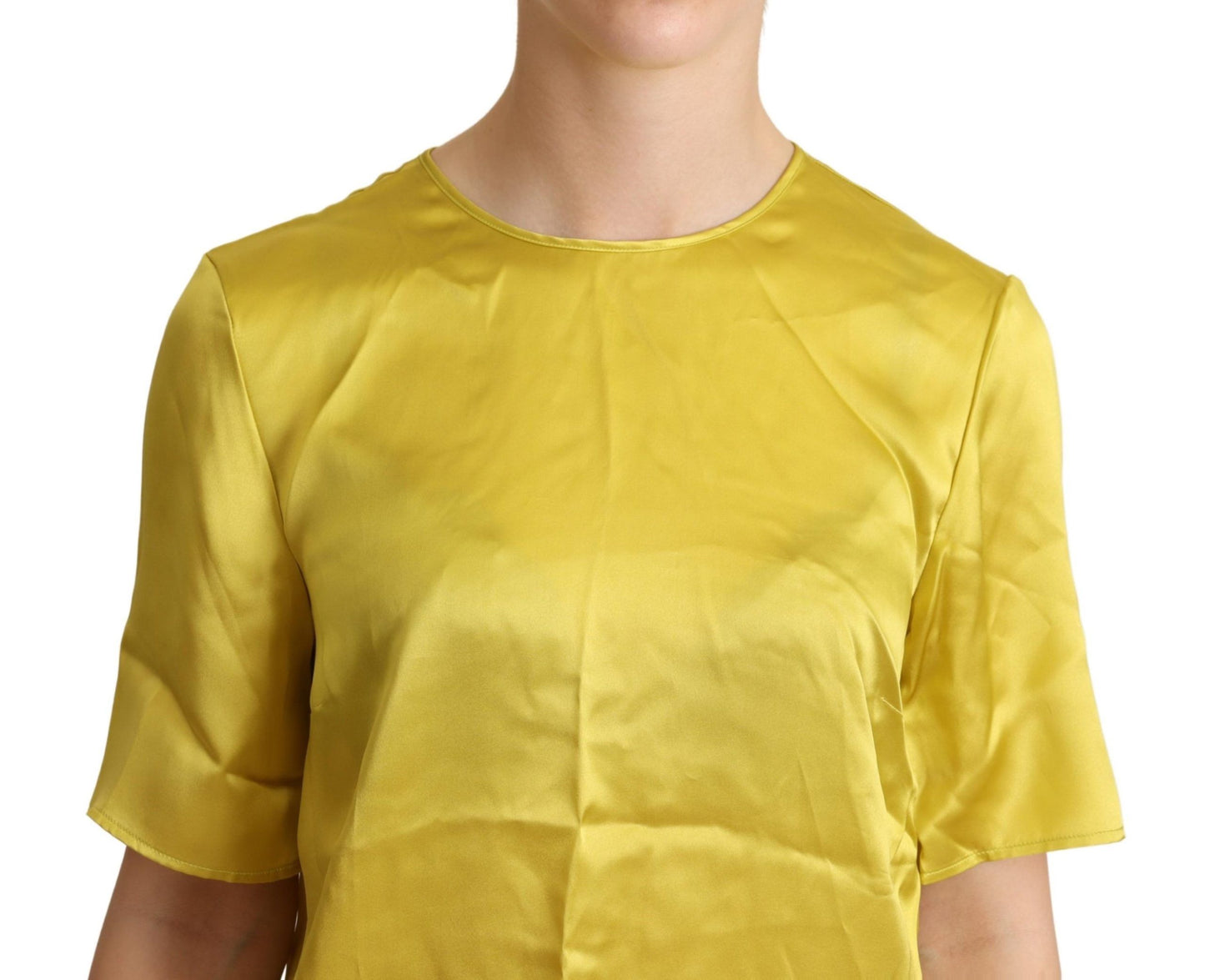 Dolce & Gabbana Elegant Silk lyhythihainen pusero - keltainen