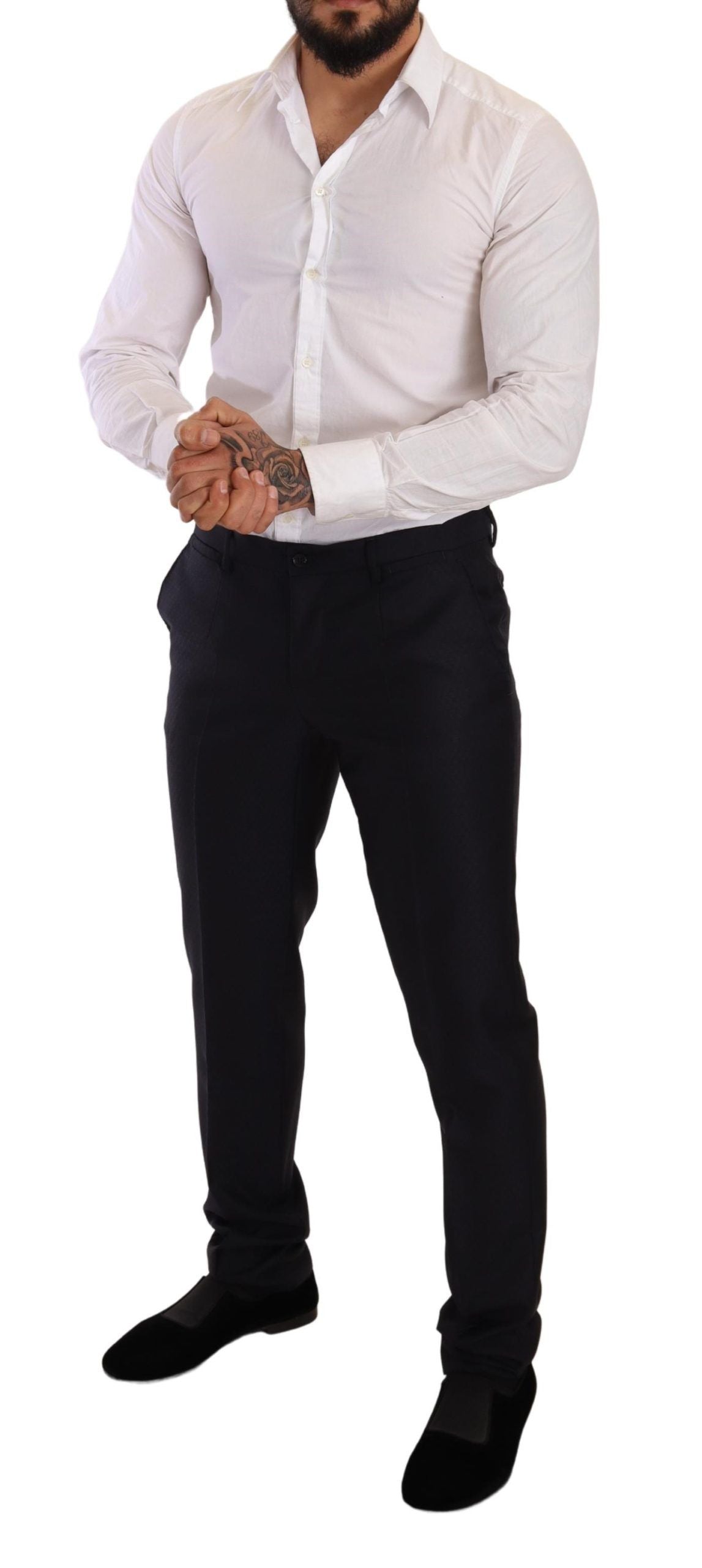 Dolce & Gabbana Elegant slim fit jacquard suit in blue