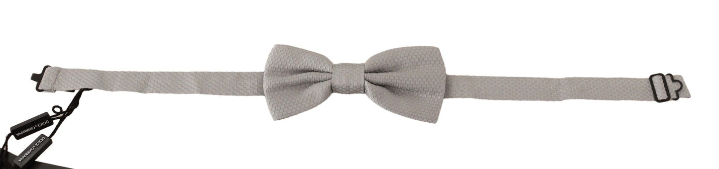 Dolce & Gabbana Elegant Silk Bow Tie in Silver