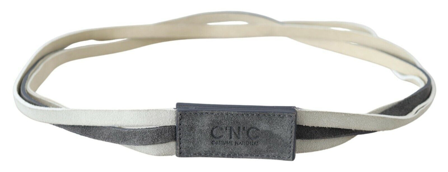 Costume National Chic logo belt made of white leather
