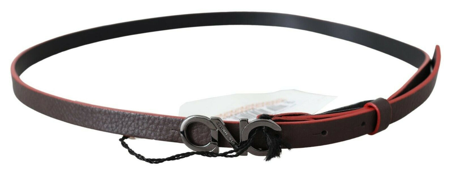 Costume National Maroon & Black Italian Leather Belt