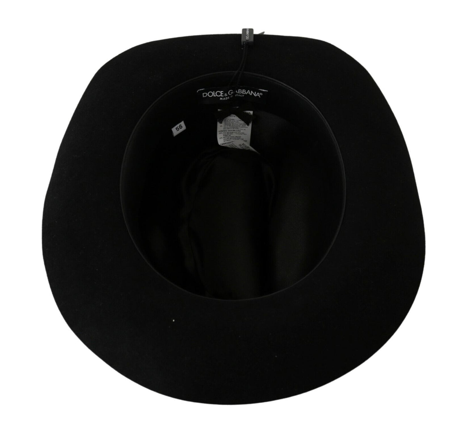 Dolce & Gabbana Elegant Black Lapin Panama Hat with Wide Brim