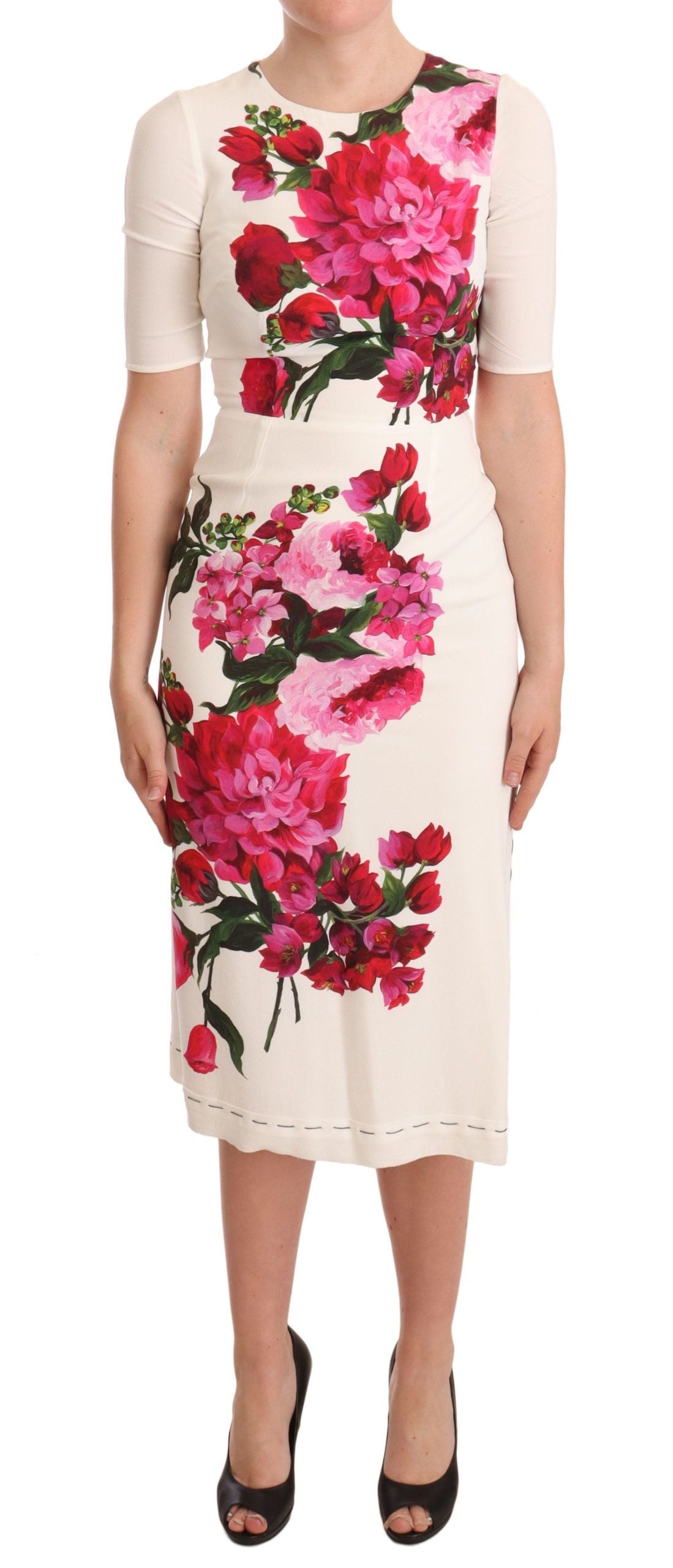 Dolce & Gabbana Elegant kukkainen Midi Bodycon -mekko