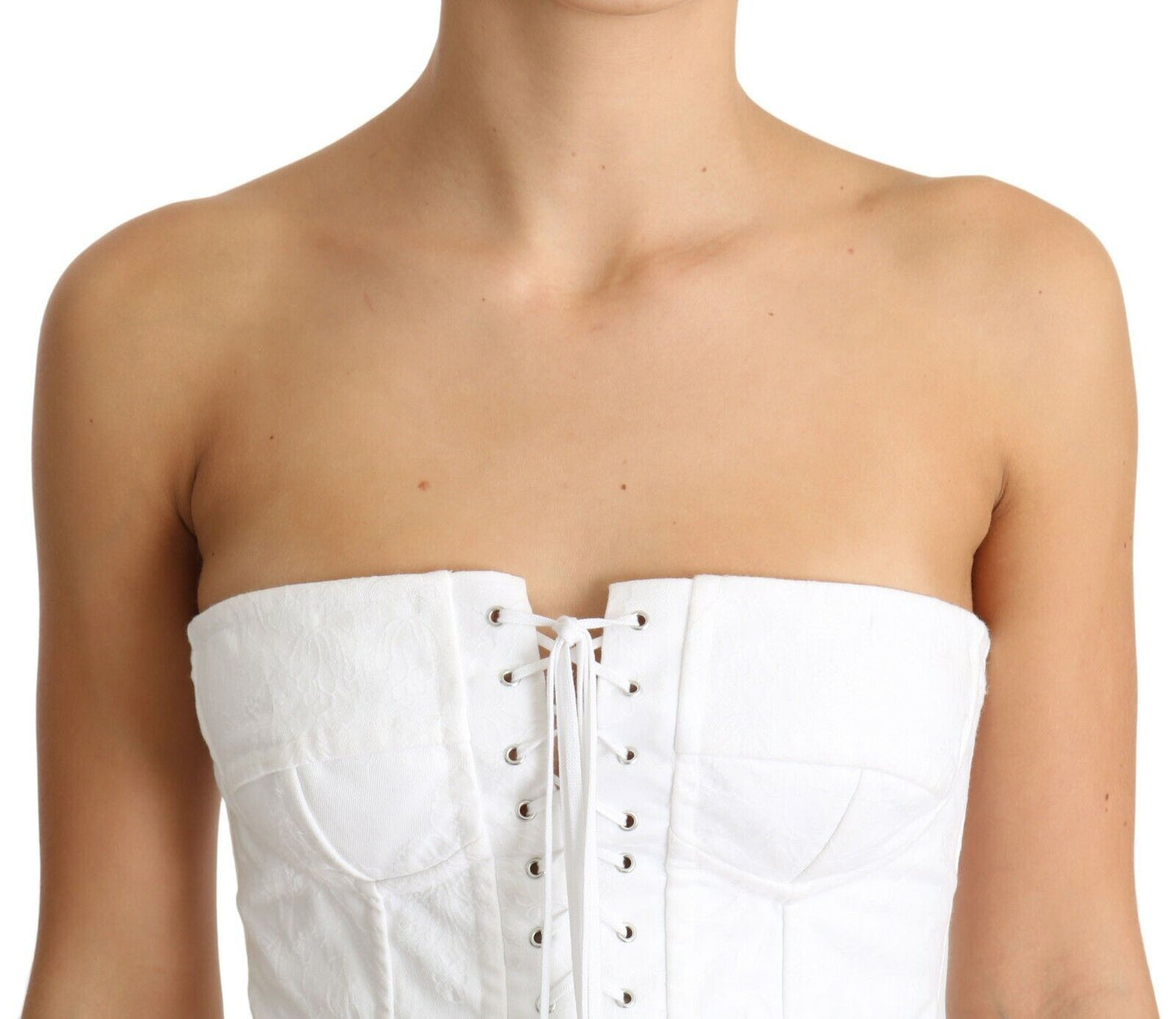 Dolce & Gabbana Elegant white strapless corset top