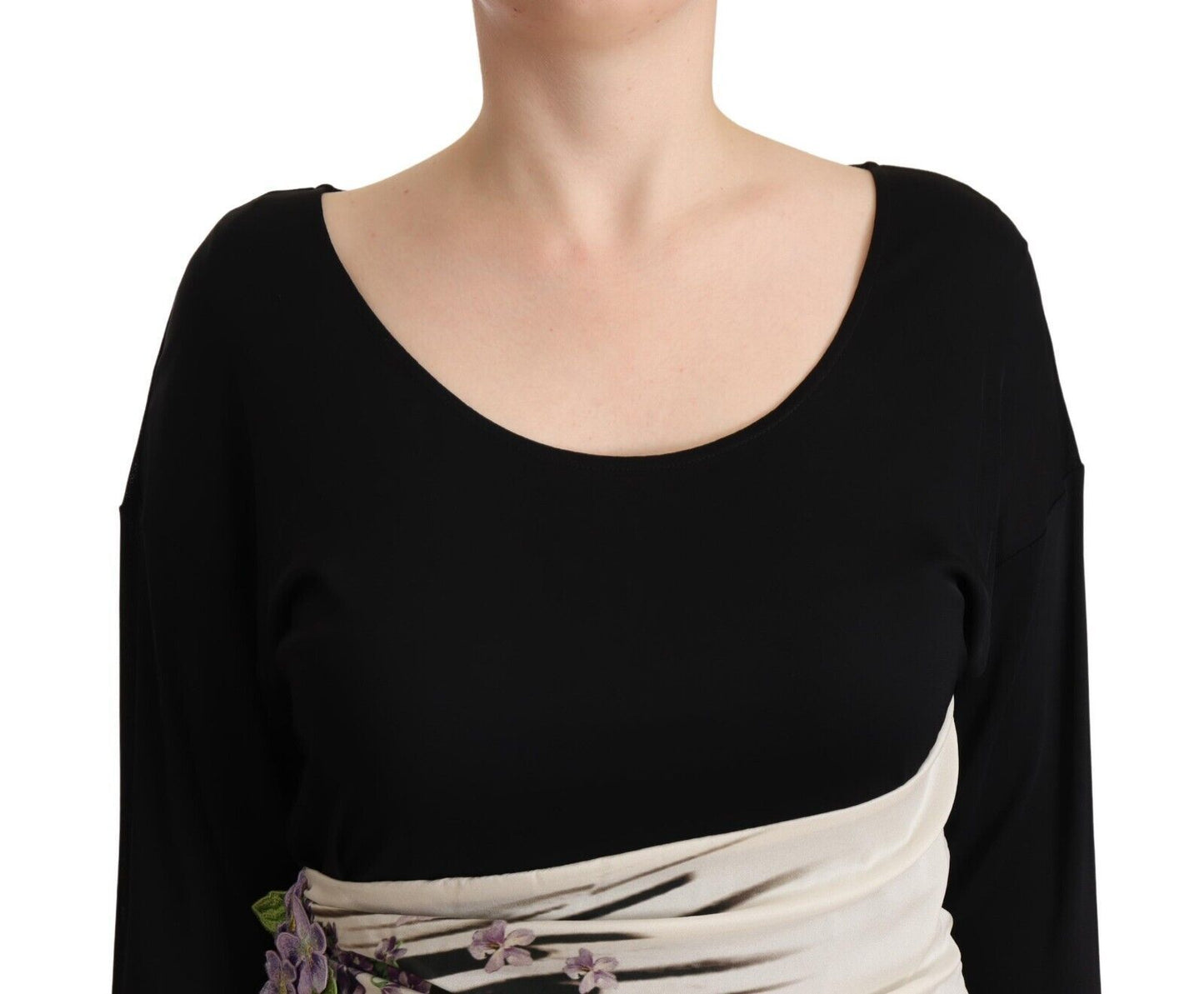 Roberto Cavalli Elegant sheath dress with long sleeves and round neck