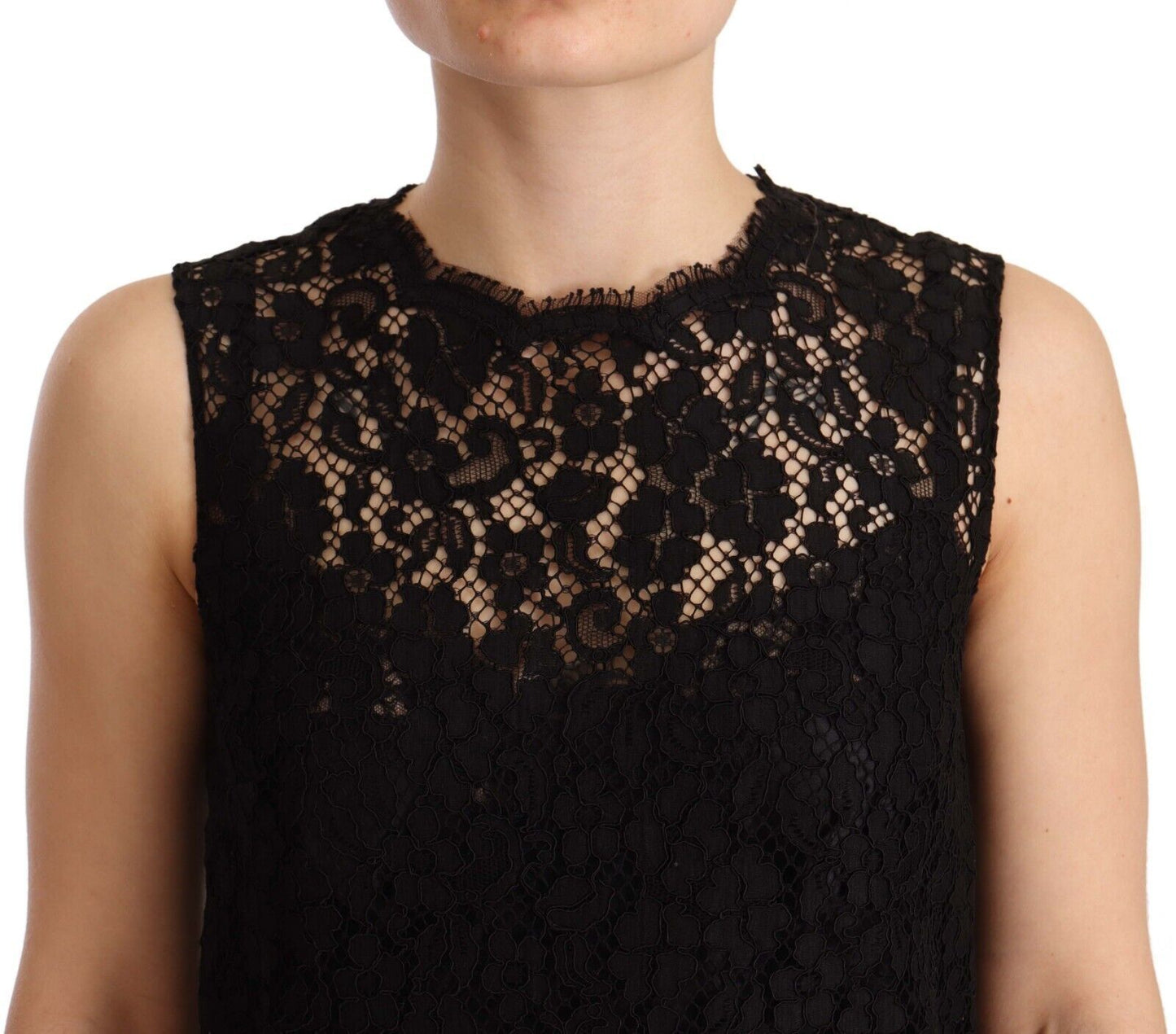 Dolce & Gabbana Elegant sheath dress made of floral lace in black