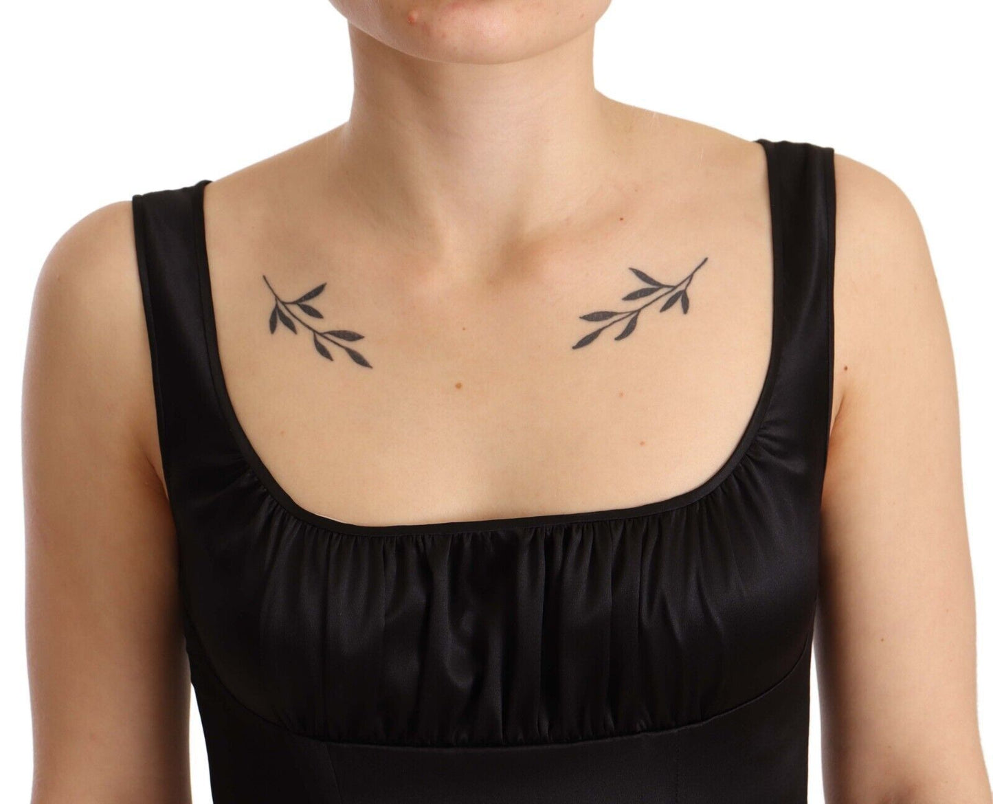 Dolce & Gabbana Tyylikäs musta silkki midi-tuppimekko