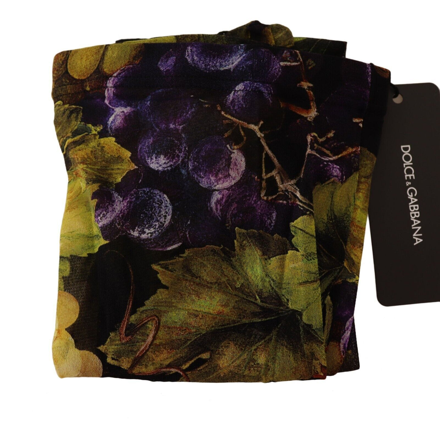 Dolce & Gabbana Elegant Black Grape Printed Nylon Sukkahousut