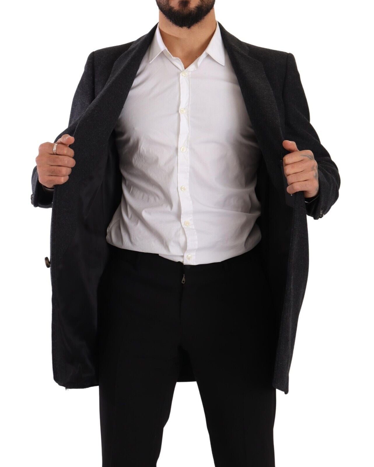 Dolce & Gabbana Elegant dark grey wool coat