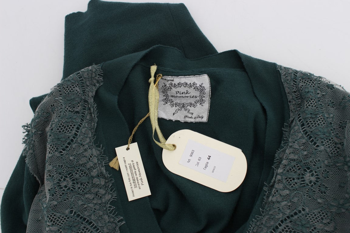 PINK MEMORIES Elegant green cardigan with lace
