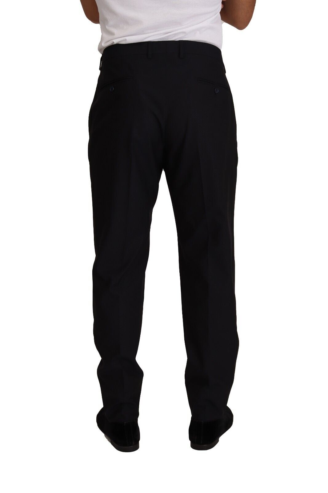 Dolce & Gabbana Elegant dark blue tuxedo trousers made of wool and silk