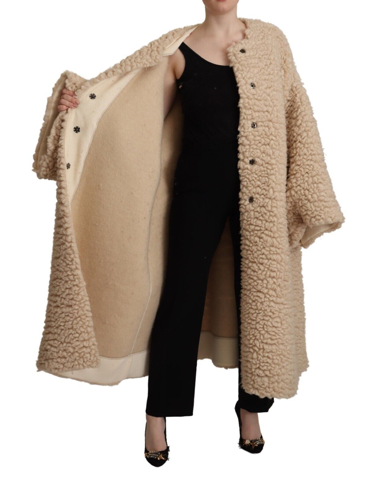 Dolce & Gabbana Elegant Cashmere Coat in Beige