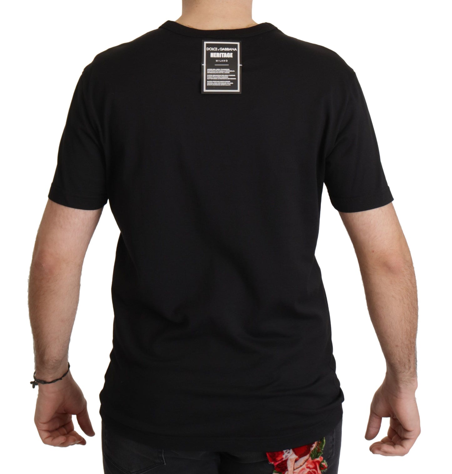 Dolce & Gabbana Elegant Black Baroque Crew Neck T-Shirt