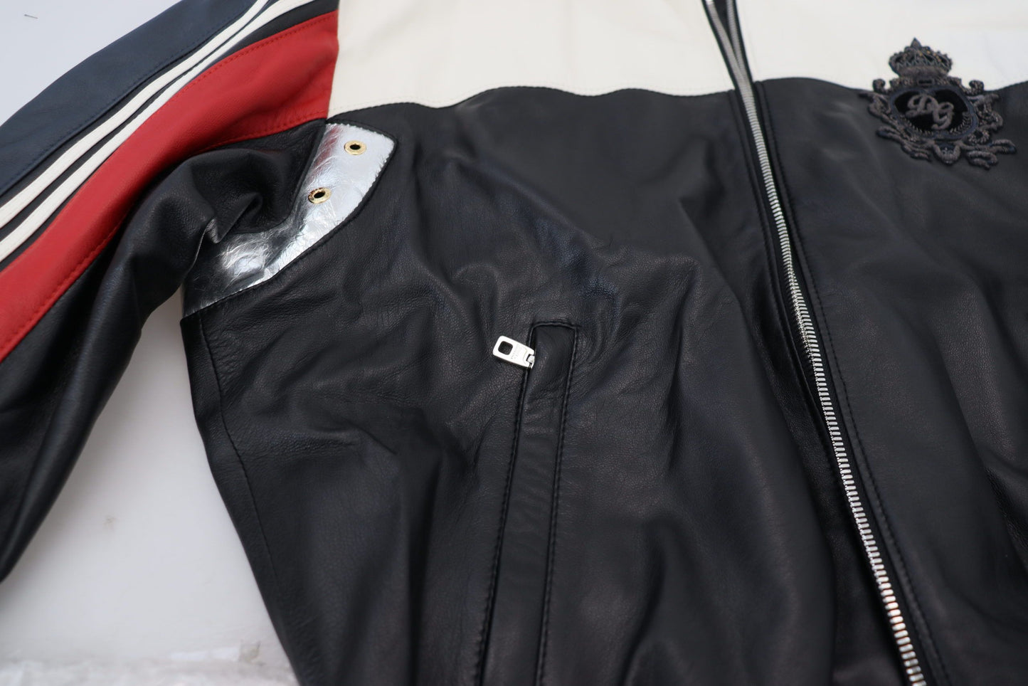 Dolce & Gabbana Elite Black Leather Bomber Jacket with Hood