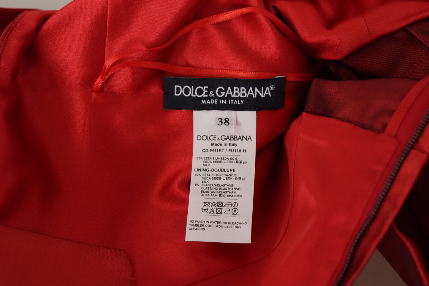 Dolce & Gabbana Bright red silk A-line midi dress