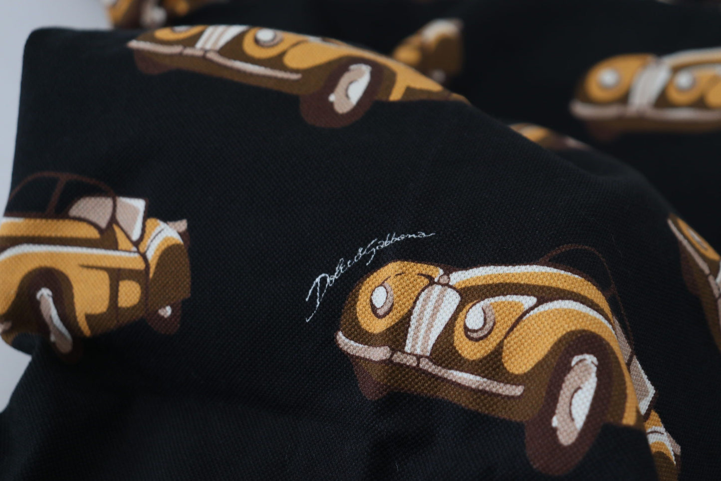 Dolce & Gabbana Elegant Polo Shirt with Car Print in Black