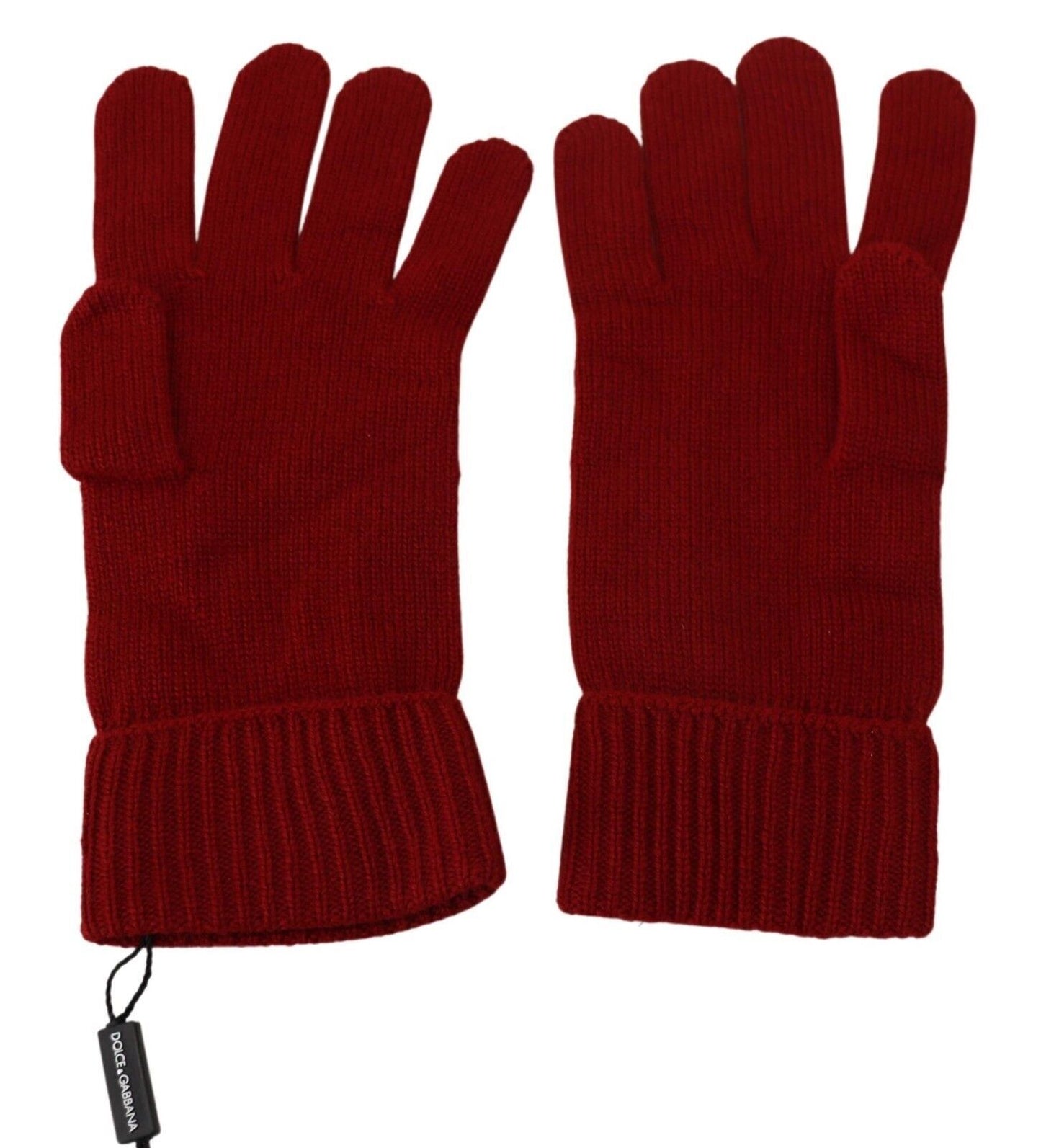 Dolce & Gabbana Elegant red cashmere winter gloves
