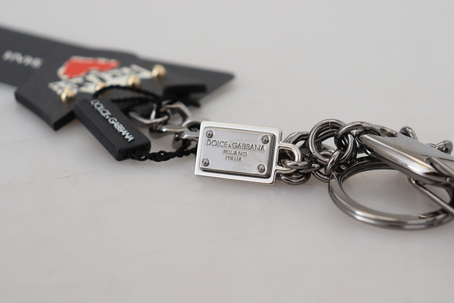 Dolce & Gabbana Elegant silver and black designer keychain